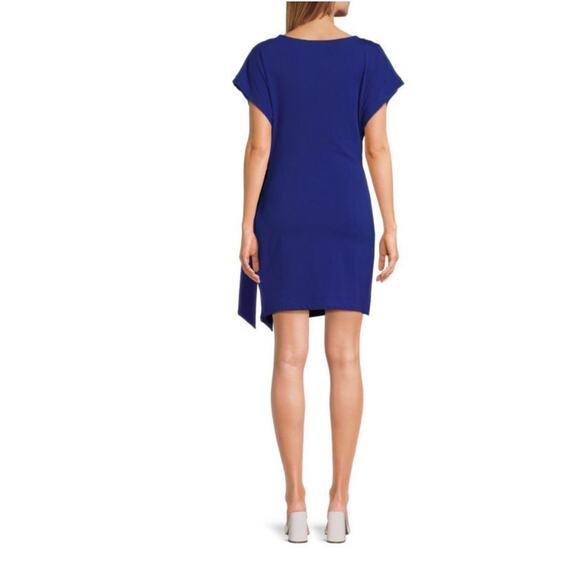 DKNY Tie Waist Mini Dress Women’s size XS Tie-Front Short Sleeve Marine Blue - Picture 6 of 6